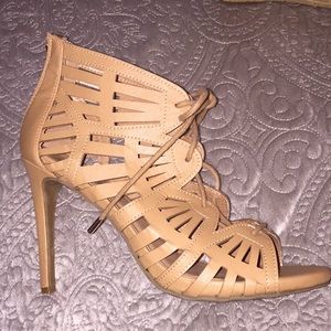 Tan lace up heels